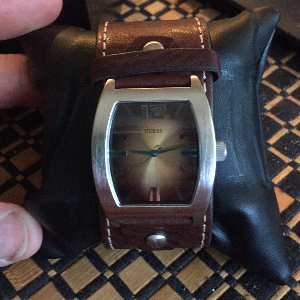 Deep brown cuff watch